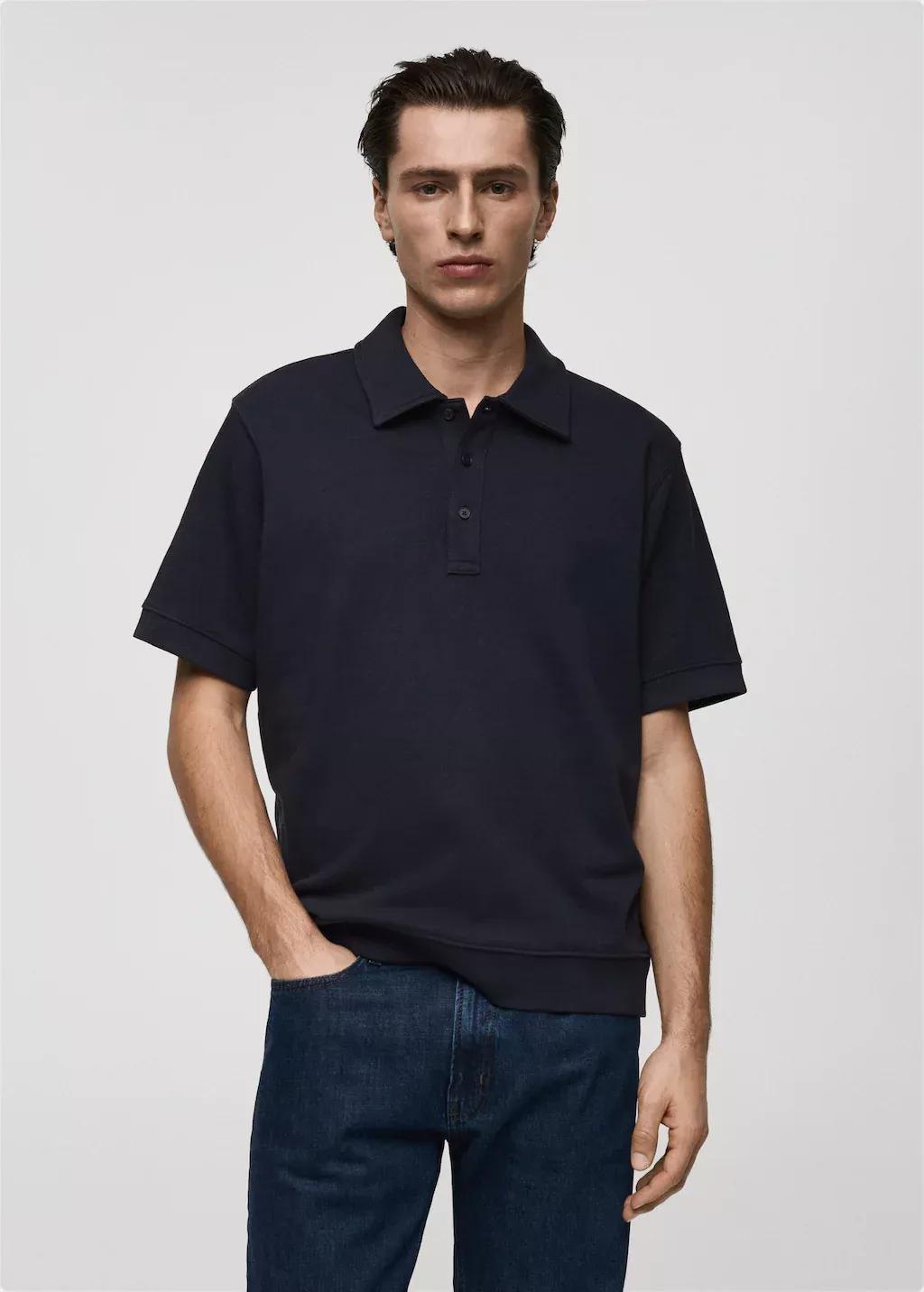 Navy Regular-Fit Cotton Polo Shirt, , large image number 0