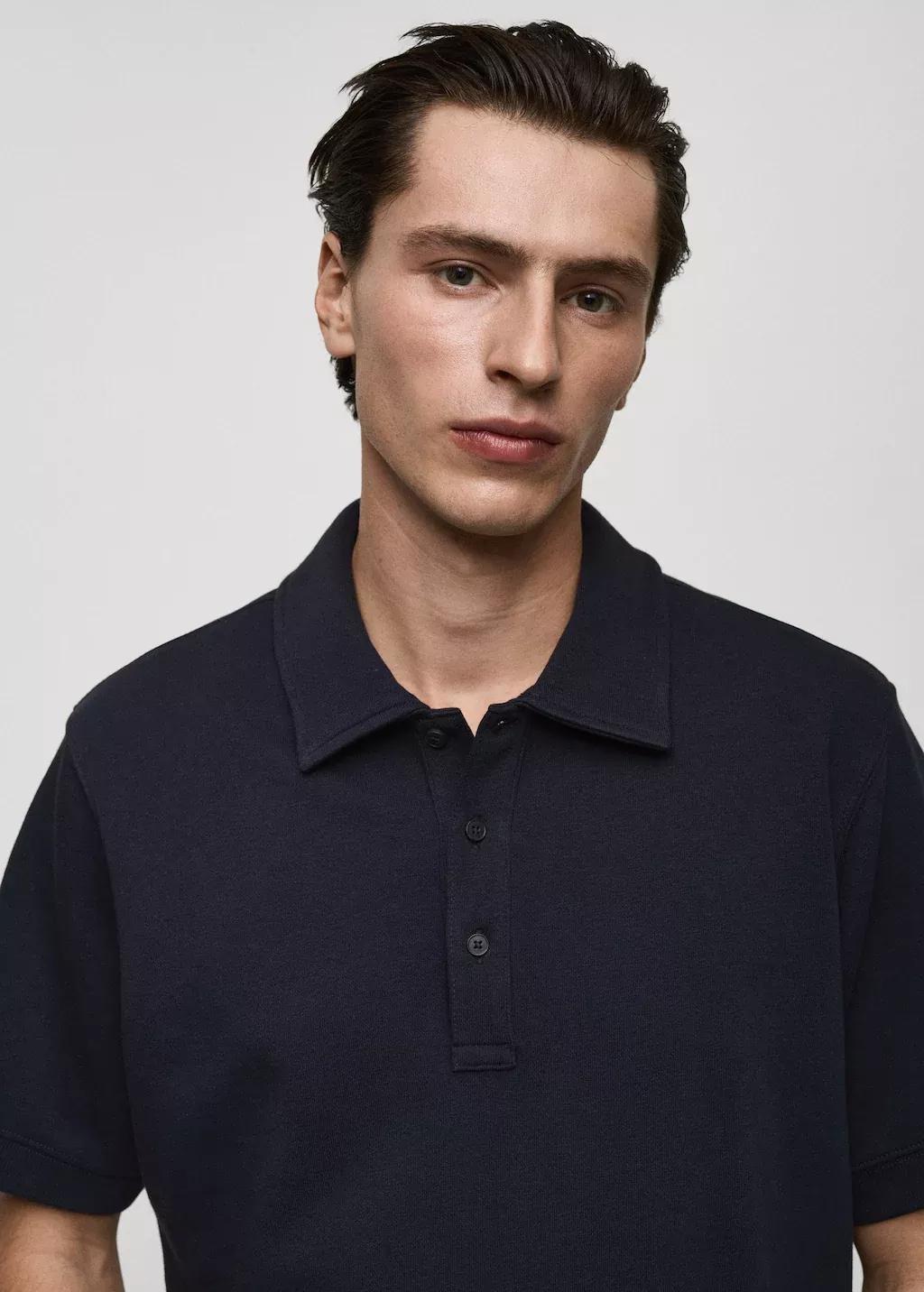 Navy Regular-Fit Cotton Polo Shirt, , large image number 1