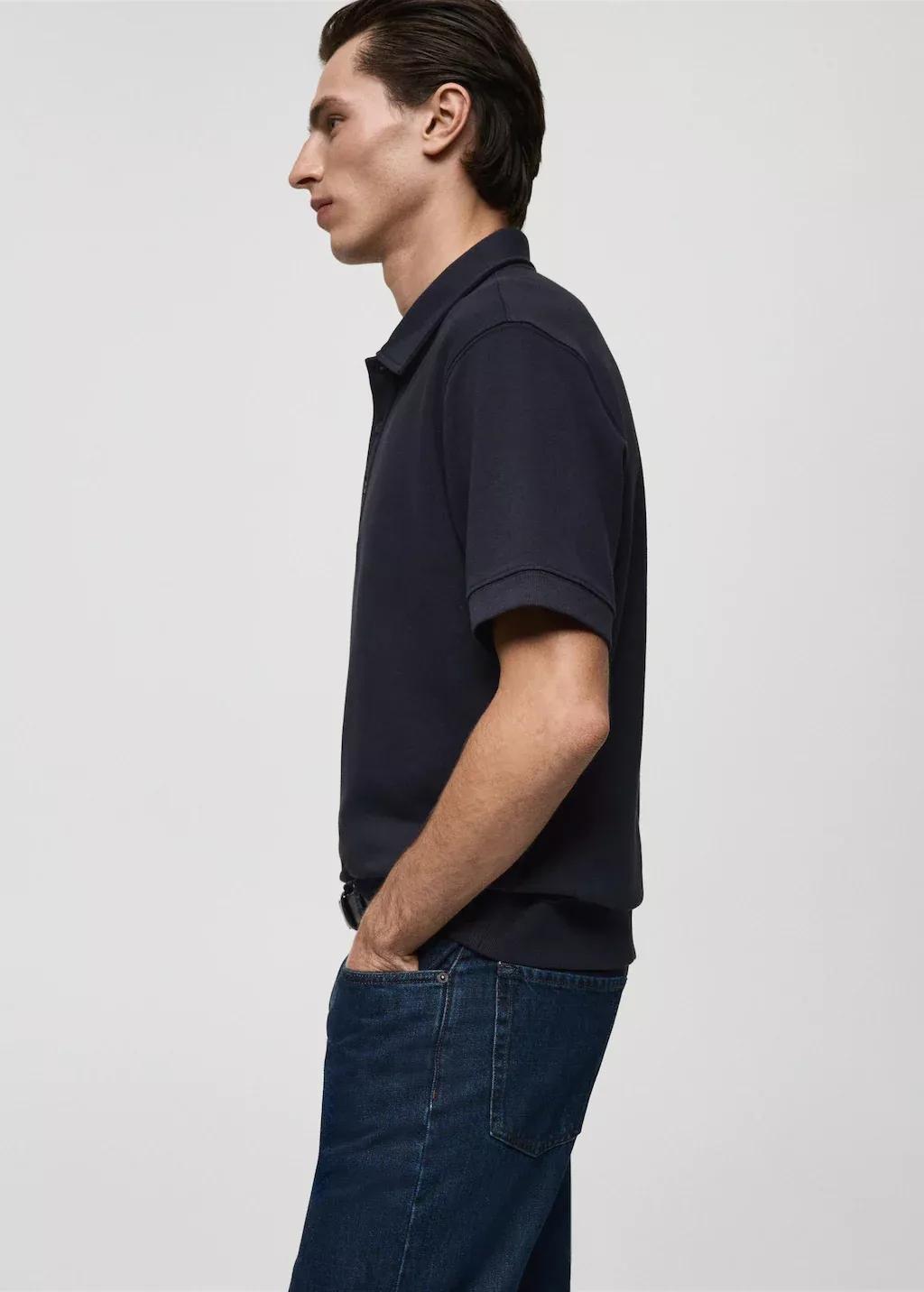 Navy Regular-Fit Cotton Polo Shirt, , large image number 3