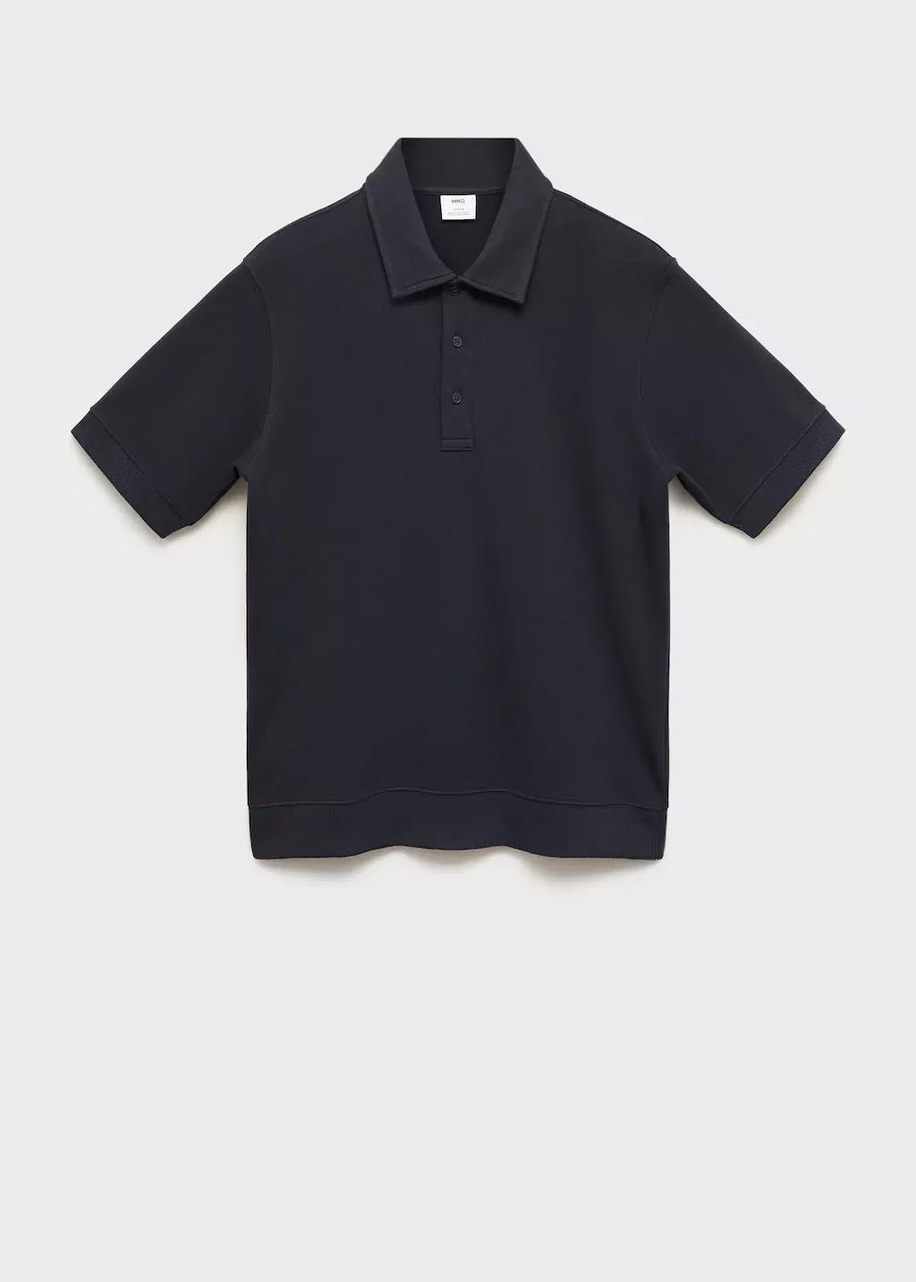 Navy Regular-Fit Cotton Polo Shirt, , large image number 4