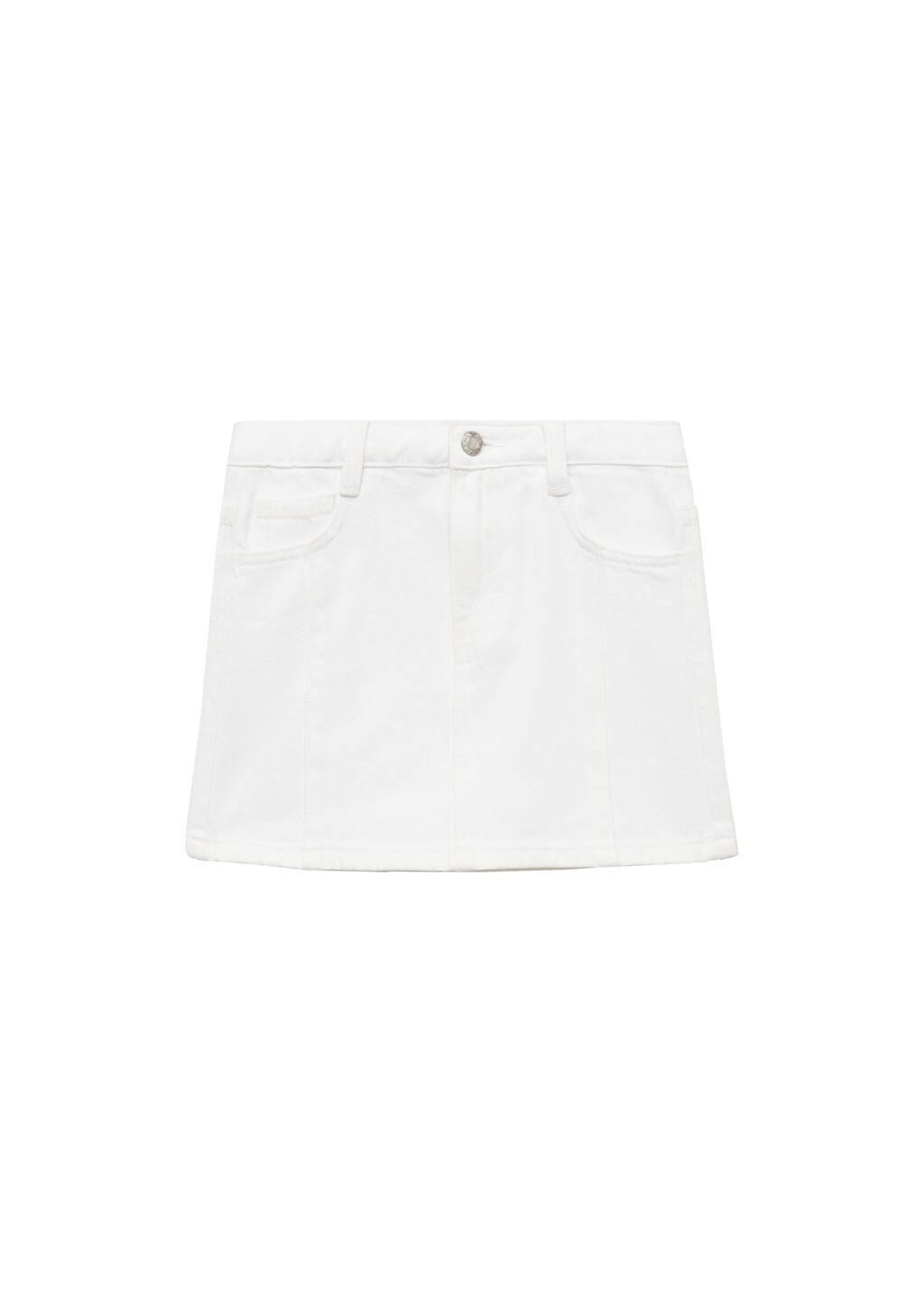 White Denim Mini-Skirt, Kids Girl, , large image number 2