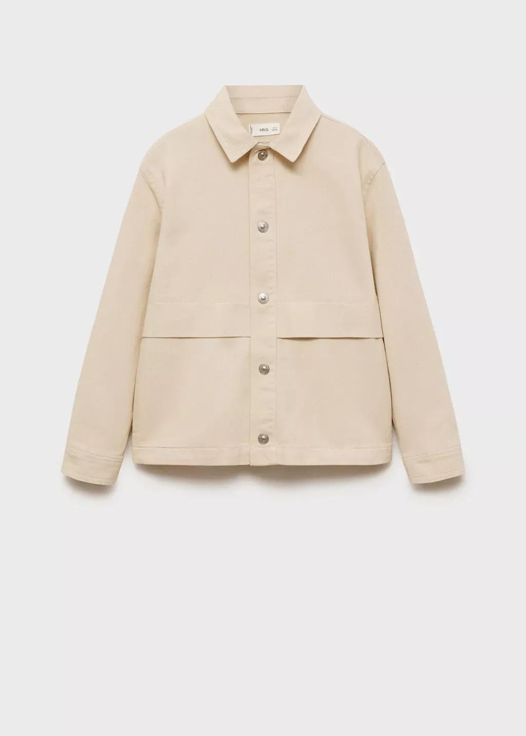 Brown Lt Pastel Twill Jacket With Pockets, Kids Boy, , medium