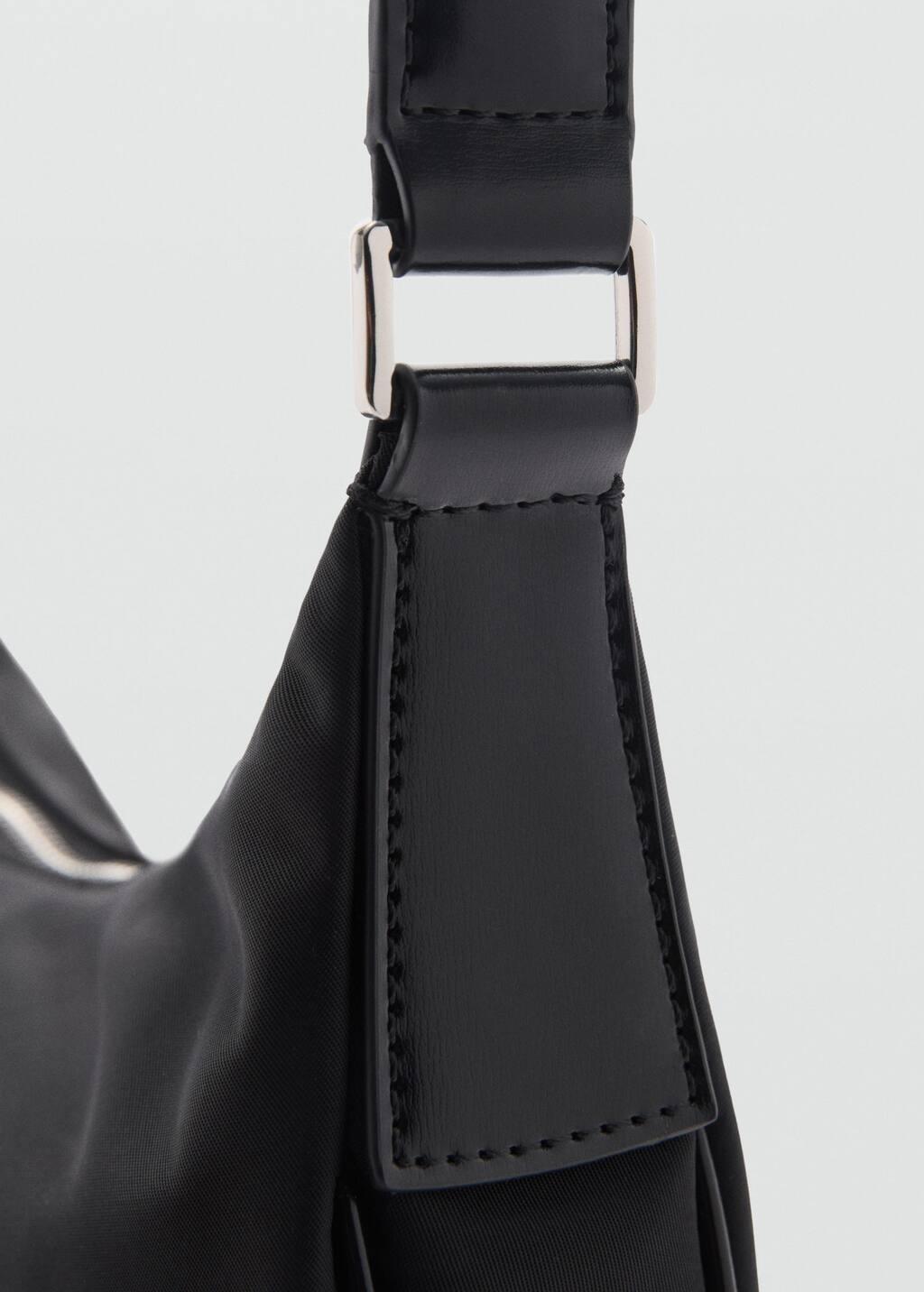 Black Medium Nylon Shoulder Bag, Black, large image number 1