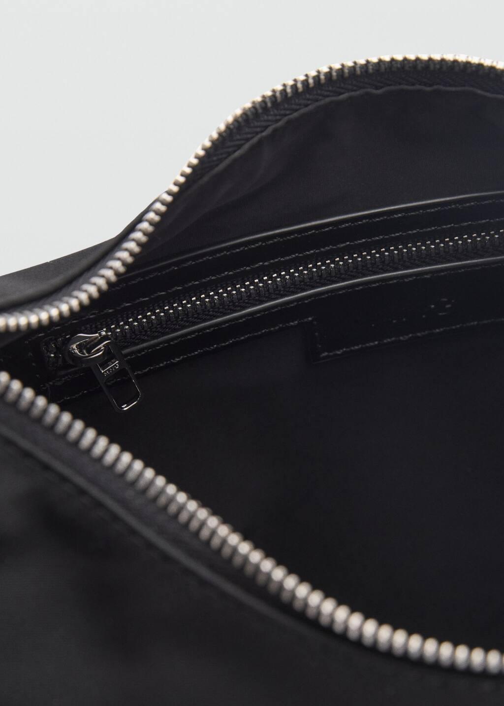 Black Medium Nylon Shoulder Bag, Black, large image number 2