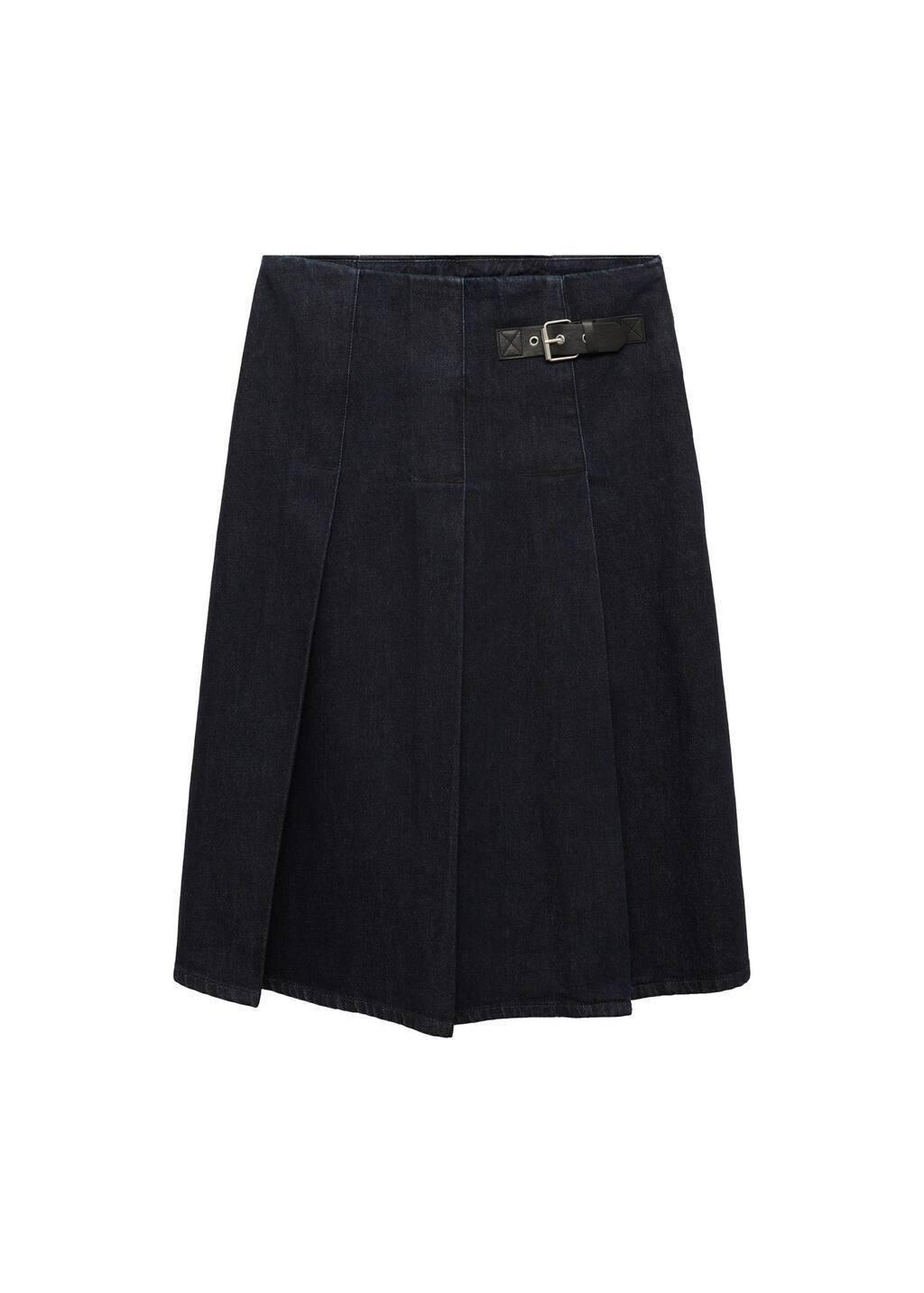 Blue Rinse-Wash Midi-Skirt With Buckle, , large image number 2
