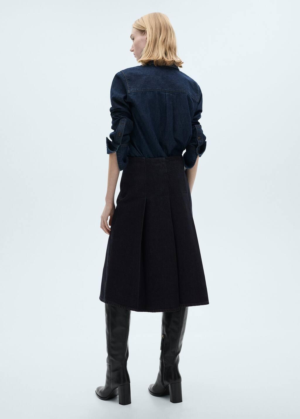 Blue Rinse-Wash Midi-Skirt With Buckle, , large image number 8