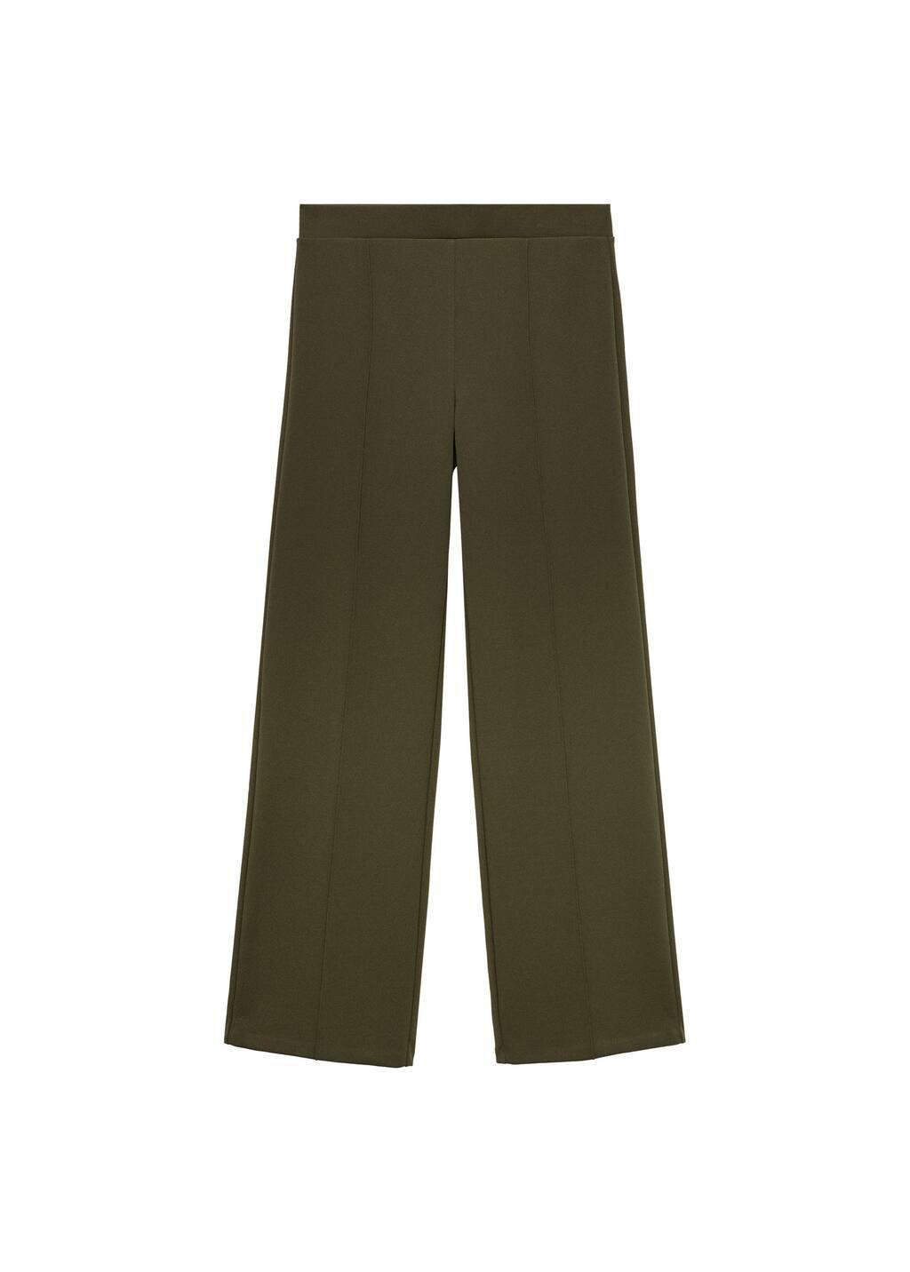 Khaki Straight Knitted Trousers, , large image number 2