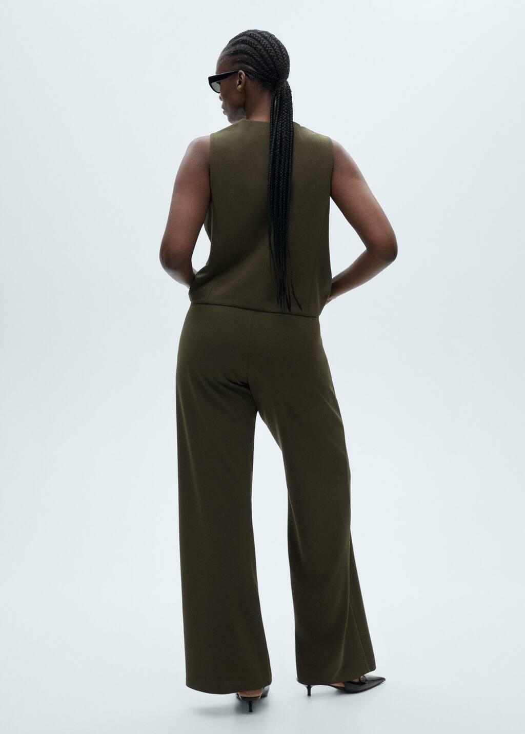 Khaki Straight Knitted Trousers, , large image number 5