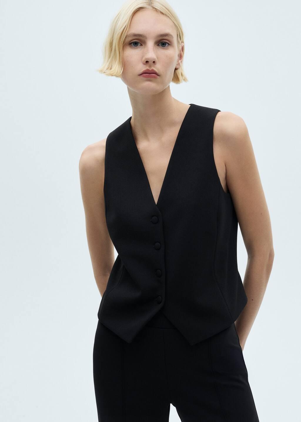 Black Straight Knitted Trousers, , large image number 1