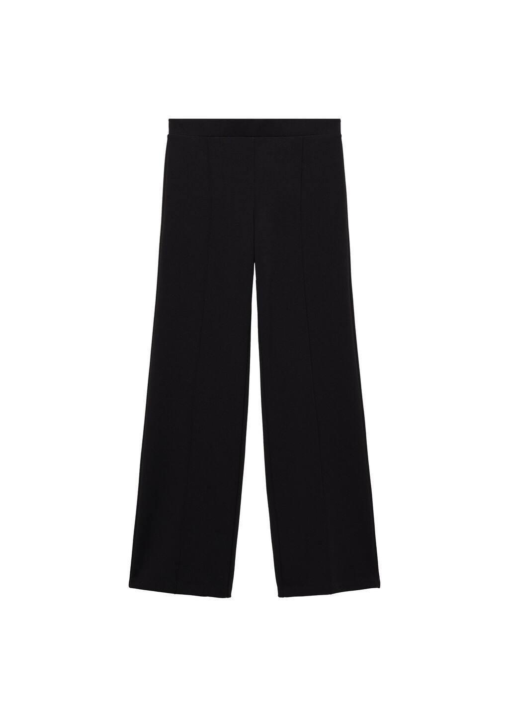 Black Straight Knitted Trousers, , large image number 2