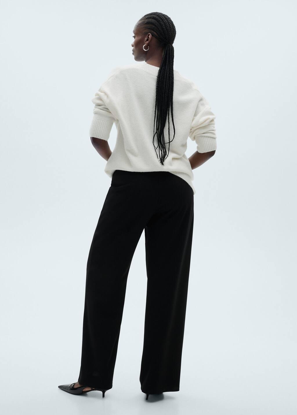 Black Straight Knitted Trousers, , large image number 6