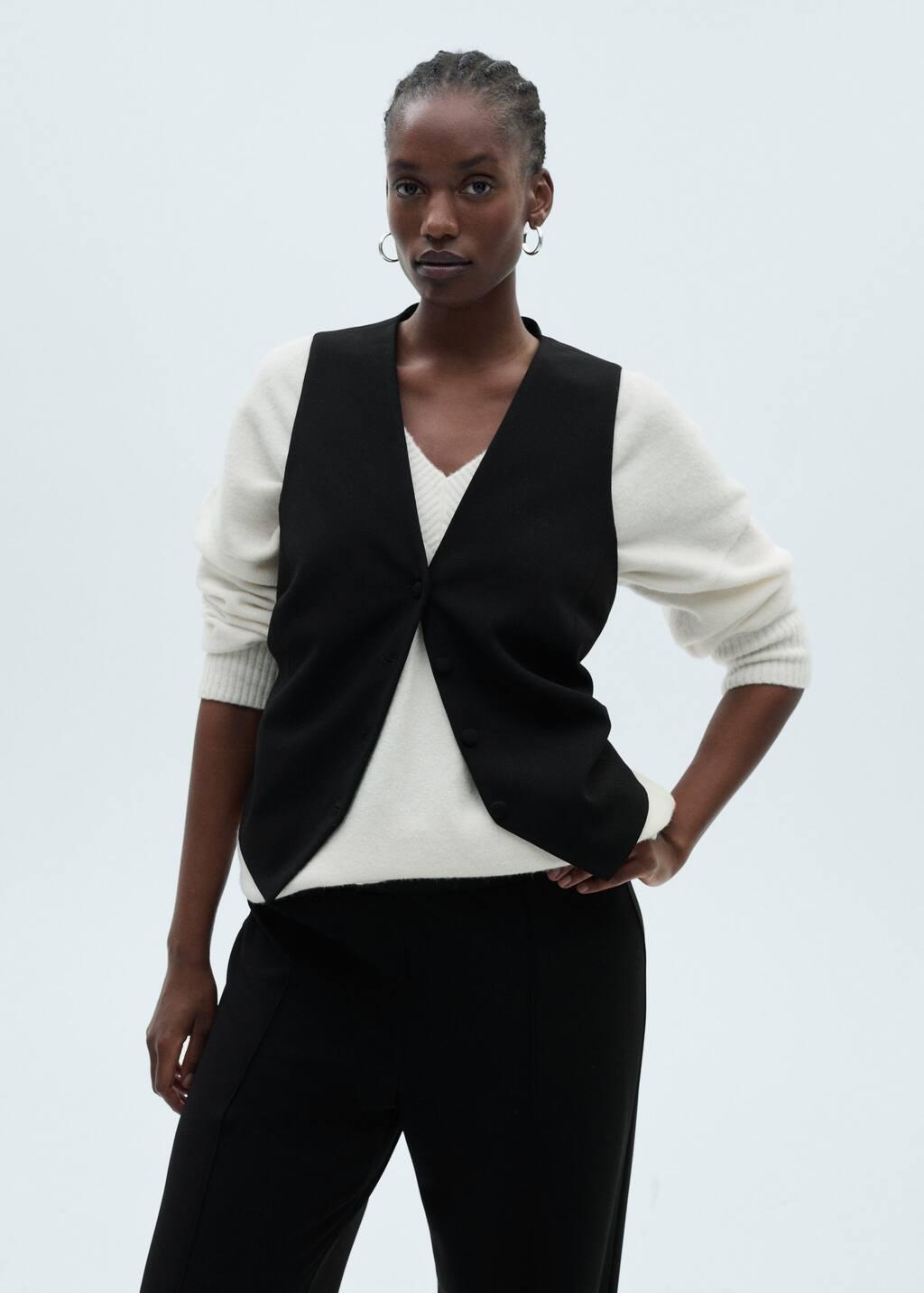 Black Straight Knitted Trousers, , large image number 7