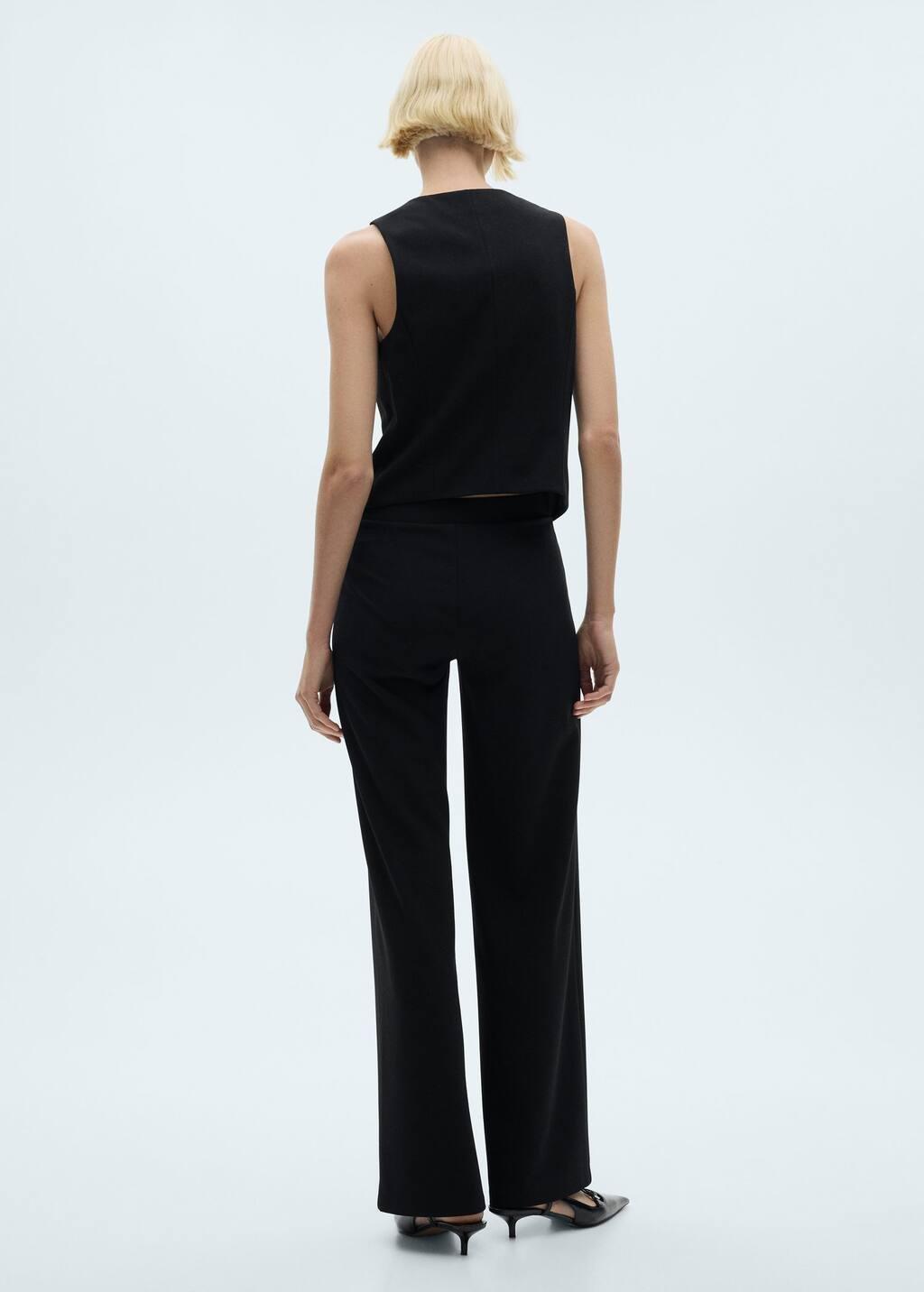 Black Straight Knitted Trousers, , large image number 9