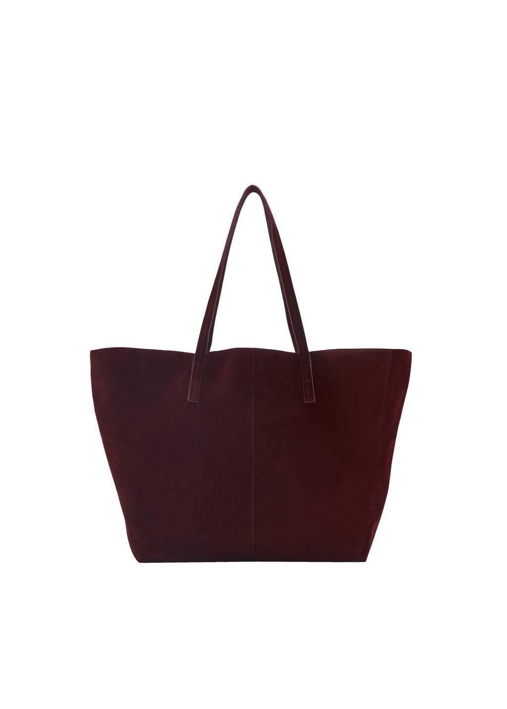 Red Suede Shopper Bag, Dark Red, large image number 2