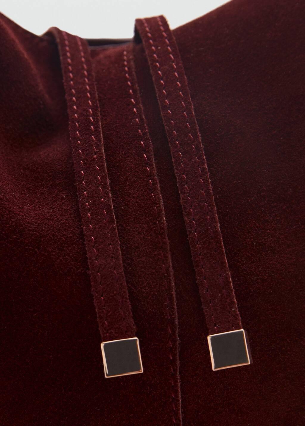 Red Suede Shopper Bag, Dark Red, large image number 3