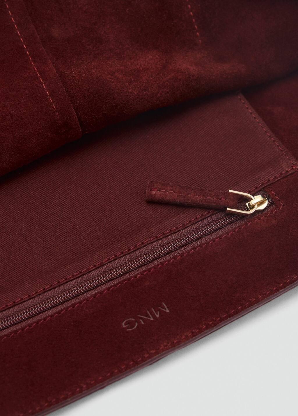 Red Suede Shopper Bag, Dark Red, large image number 4