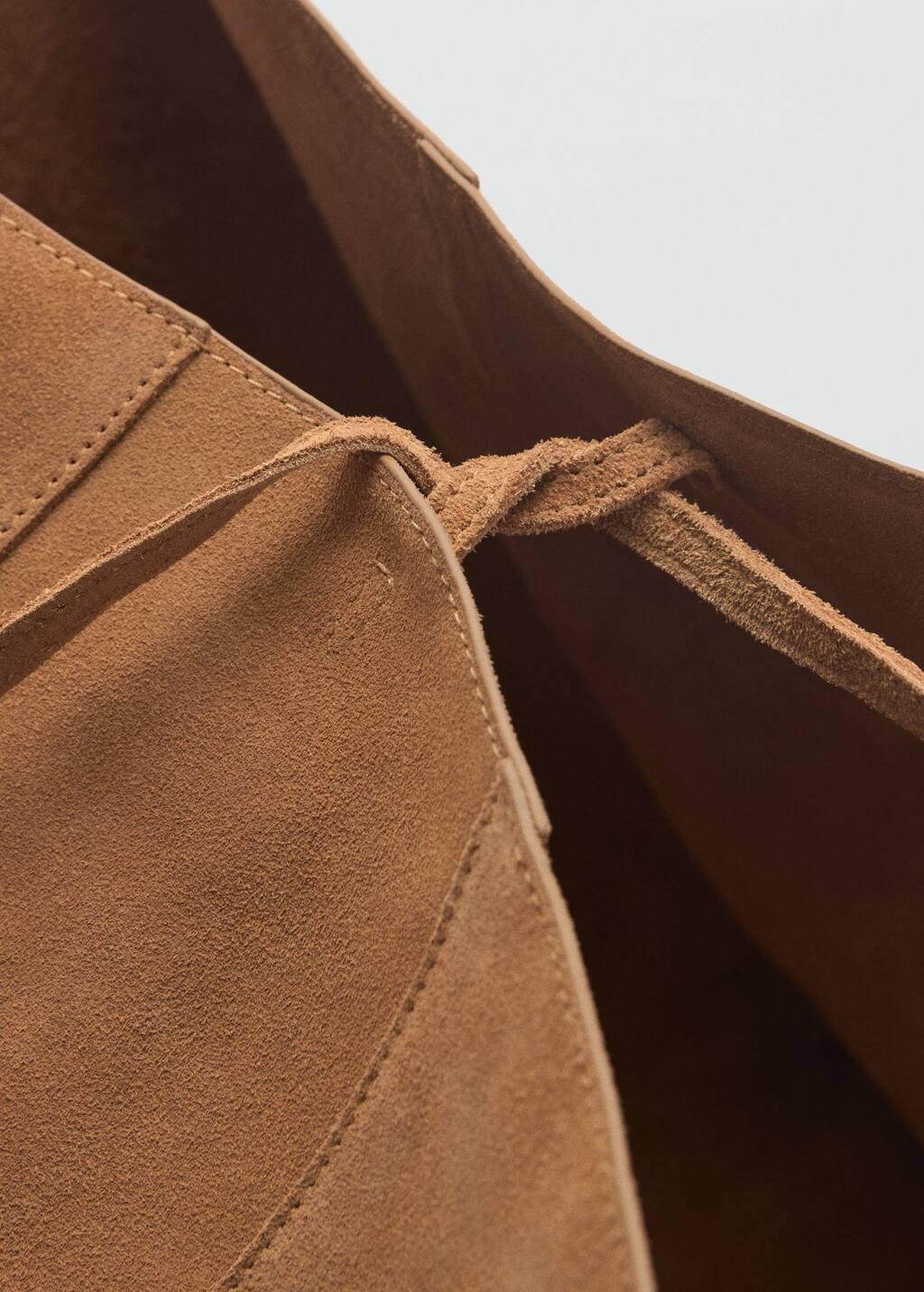 Brown Suede Shopper Bag, Medium Brown, large image number 1