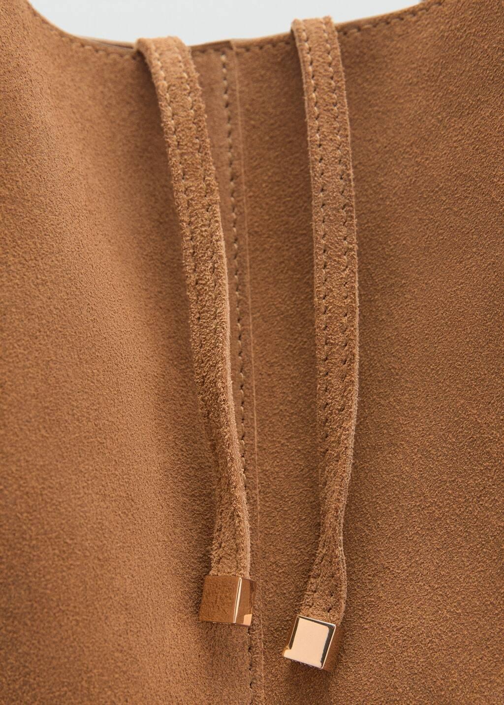 Brown Suede Shopper Bag, Medium Brown, large image number 3