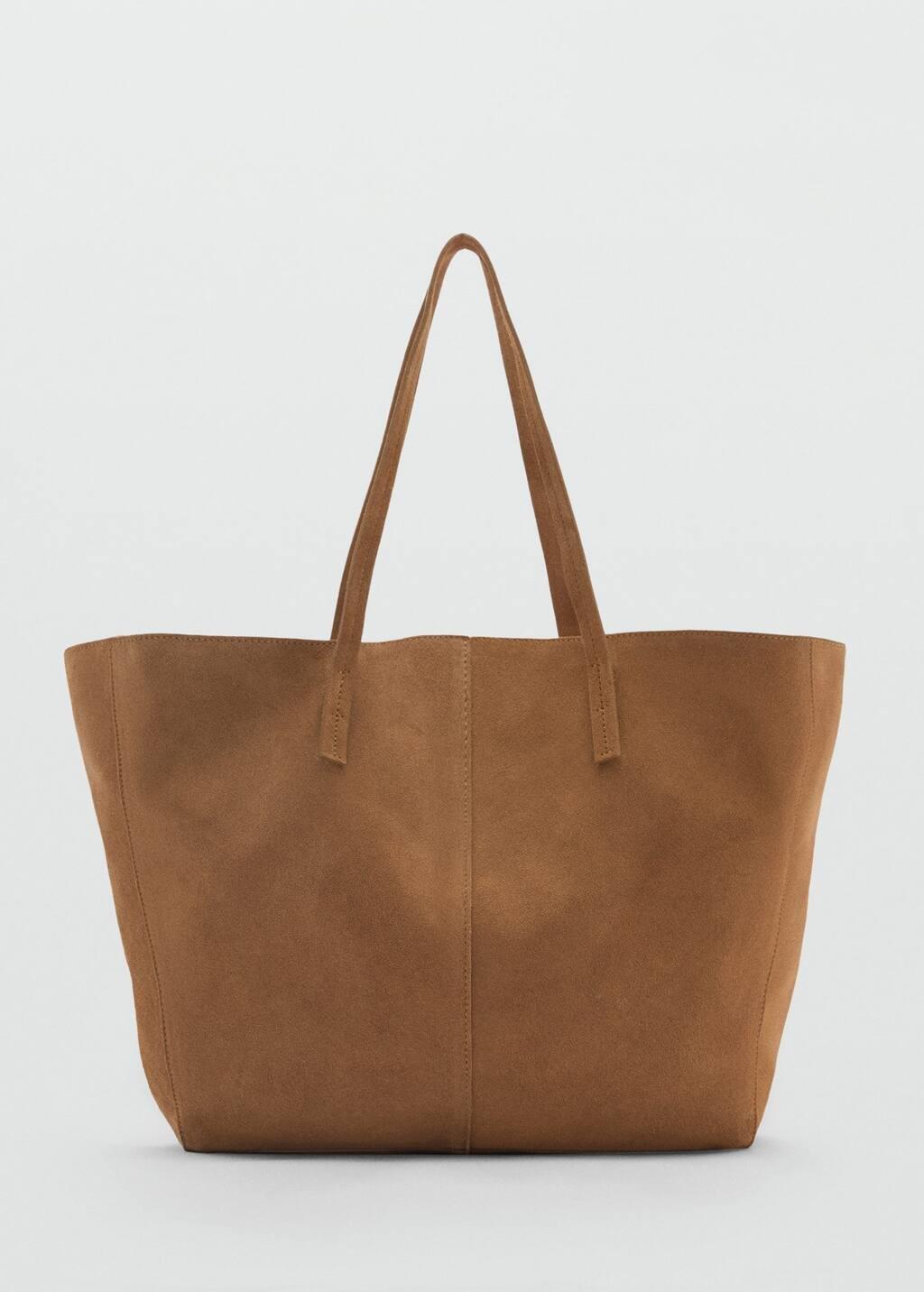 Brown Suede Shopper Bag, Medium Brown, large image number 4