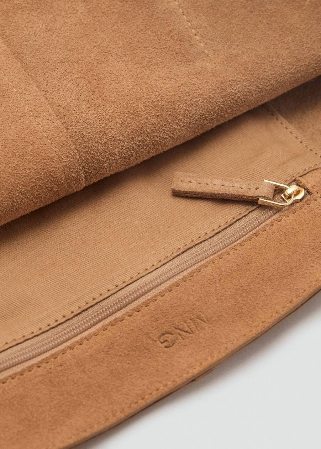 Brown Suede Shopper Bag, Medium Brown, large image number 5