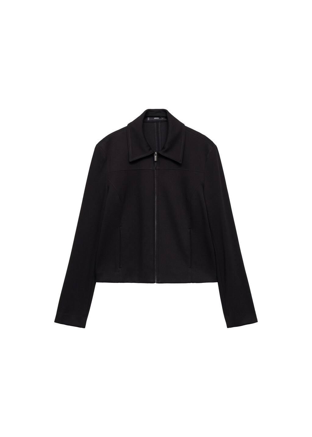 Black Plain Casual Jacket, , large image number 2