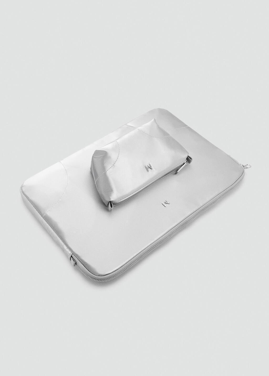 Silver Nylon Laptop Case, Silver, large image number 5