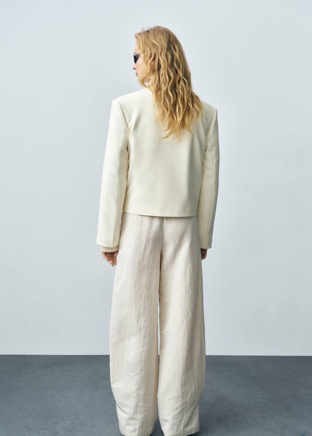 White Structured Cropped Jacket, , large image number 5