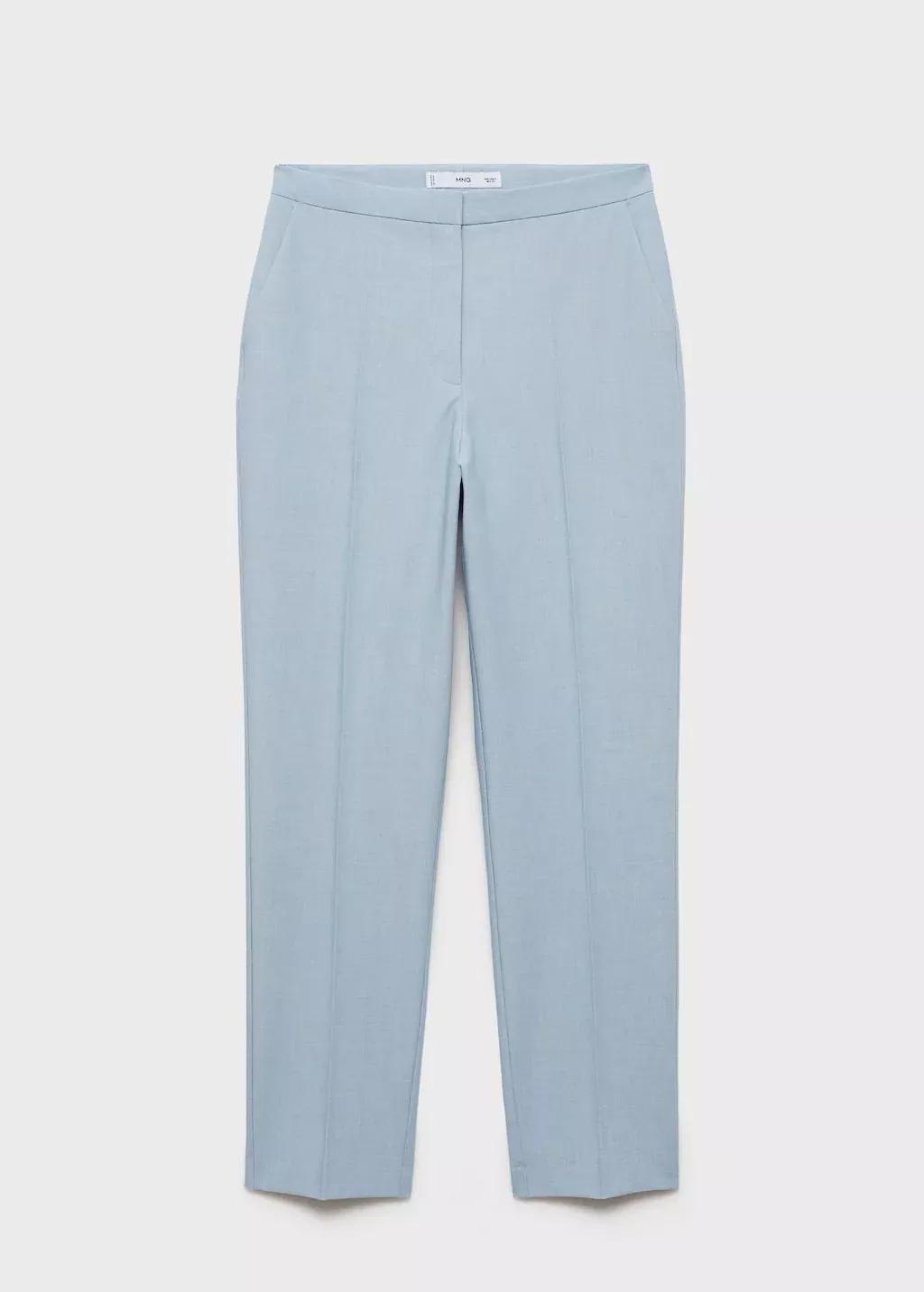 Blue Lt Pastel Straight Suit Trousers, , large image number 4