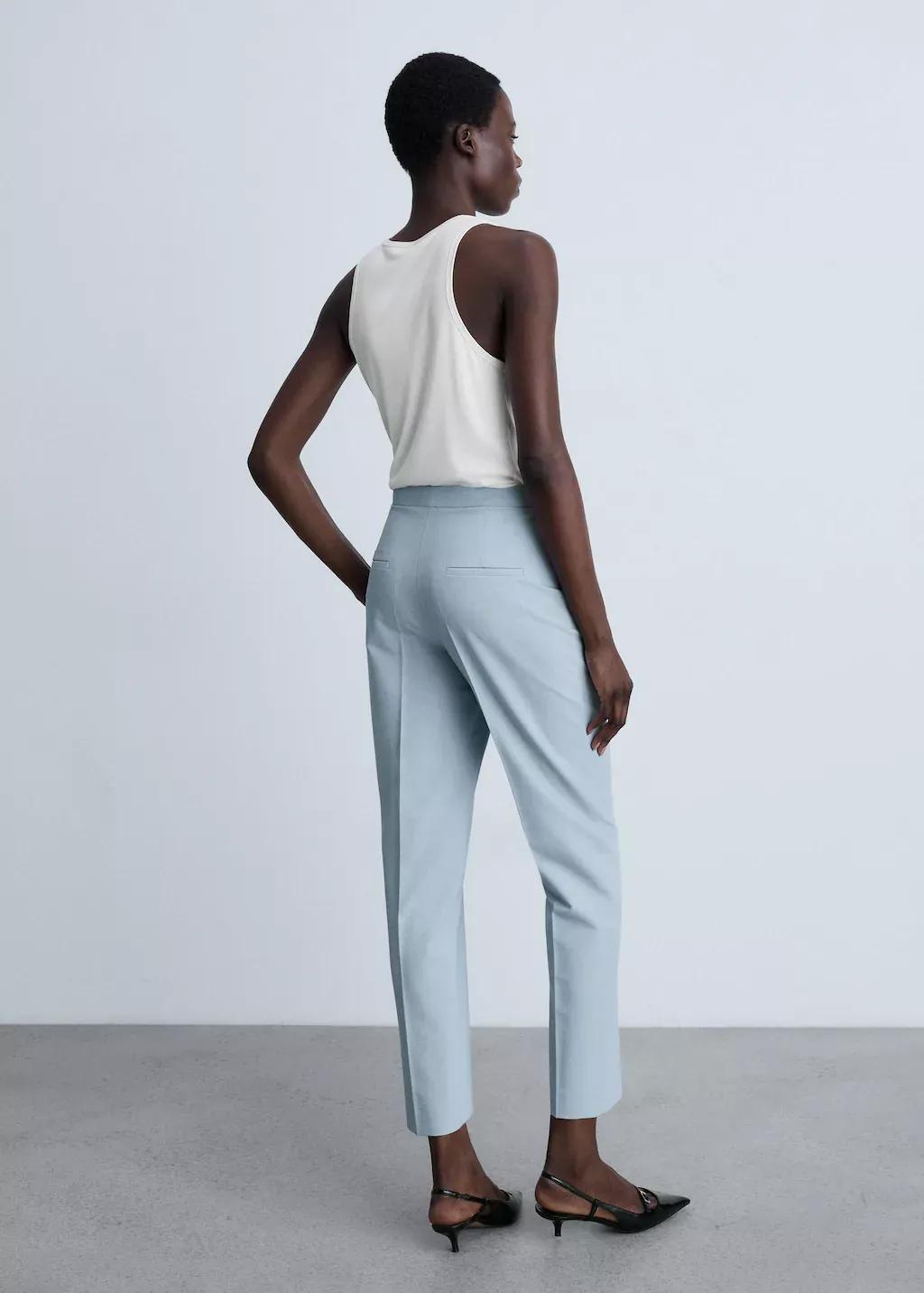 Blue Lt Pastel Straight Suit Trousers, , large image number 5