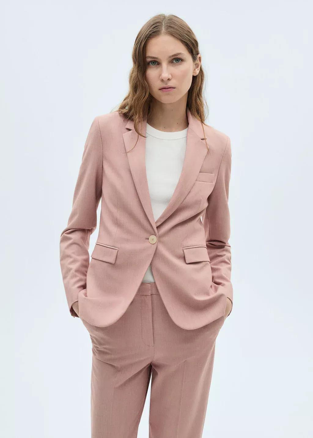Pink Lt Pastel Straight Suit Trousers, , large image number 1