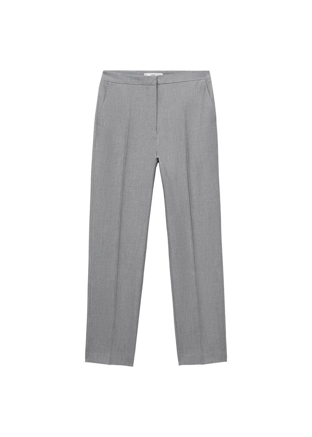 Grey Straight Suit Trousers, , medium