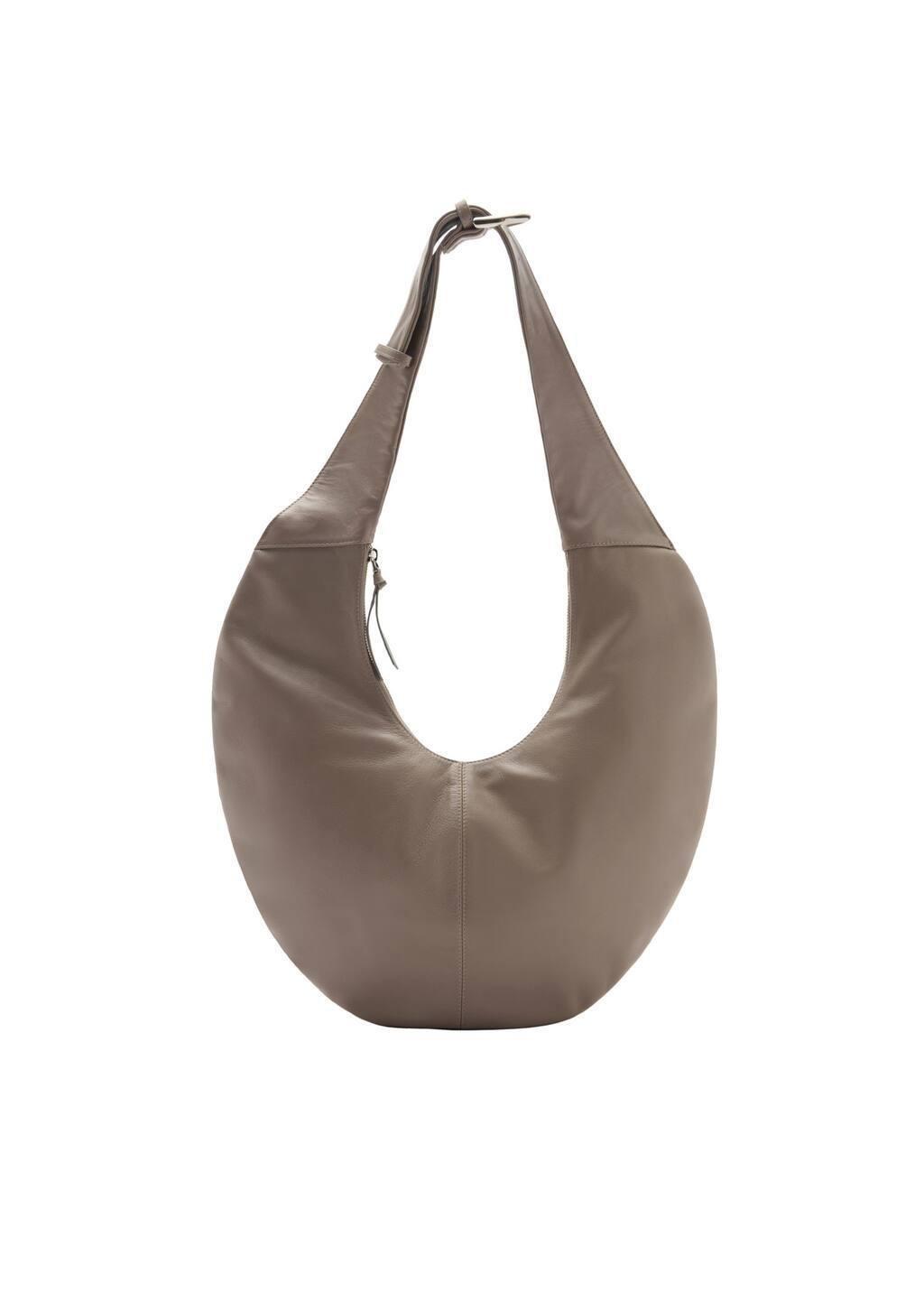Grey Lt Pastel Half-Moon Leather Bag, Light Pastel Grey, large image number 2