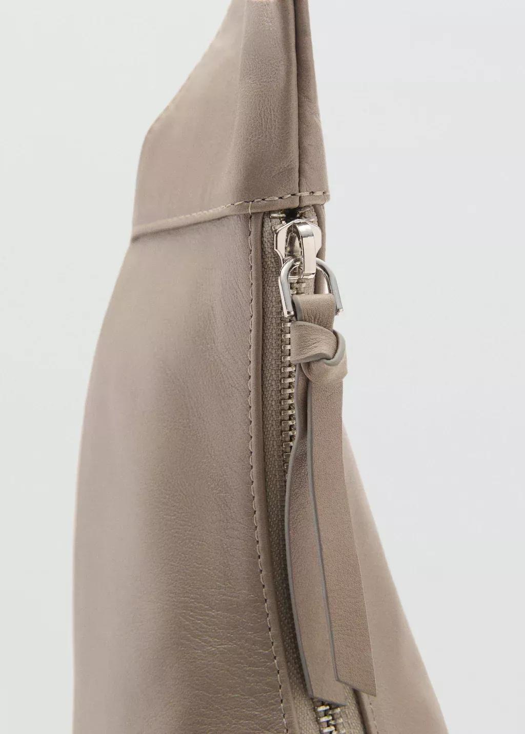 Grey Lt Pastel Half-Moon Leather Bag, Light Pastel Grey, large image number 5