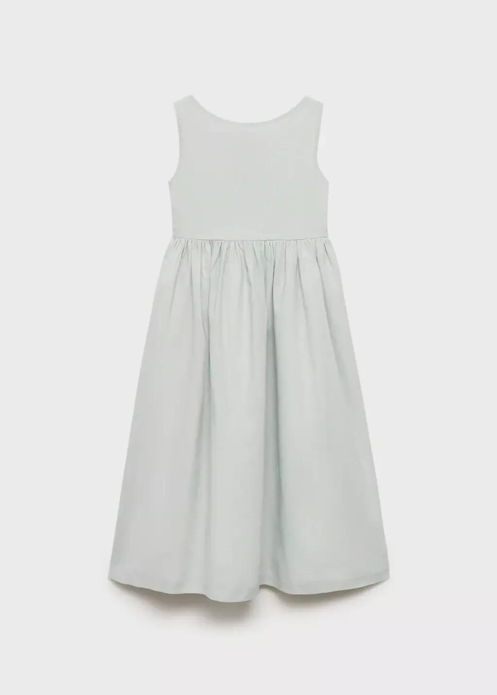 Blue Bow Linen Dress, Kids Girl, , medium