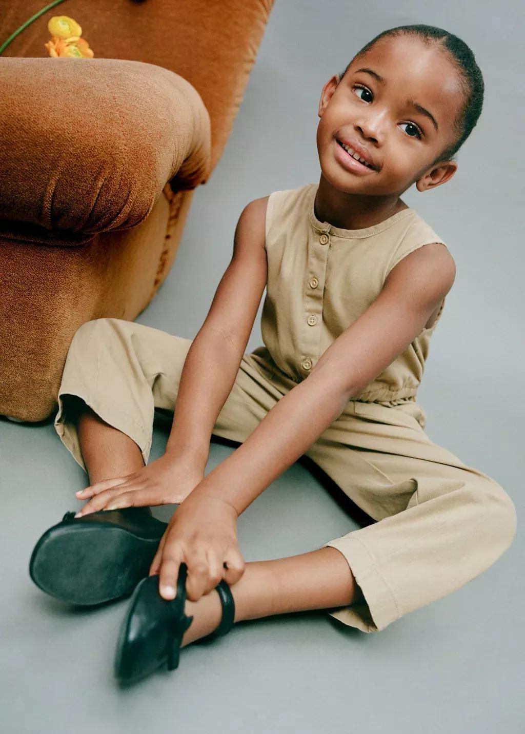 Brown Buttoned Long Jumpsuit, Baby Girl, , large image number 3