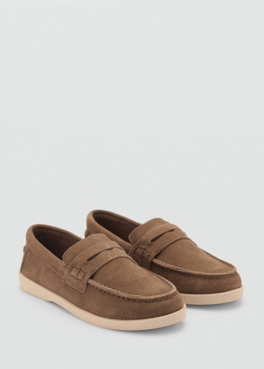 Brown Lt Pastel Suede Leather Loafers, Kids Boy, , large image number 0