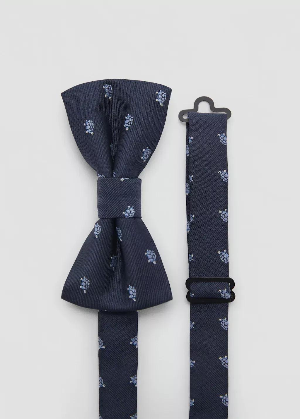 Navy Printed Bow Tie, Kids Boy, Navy, large image number 0