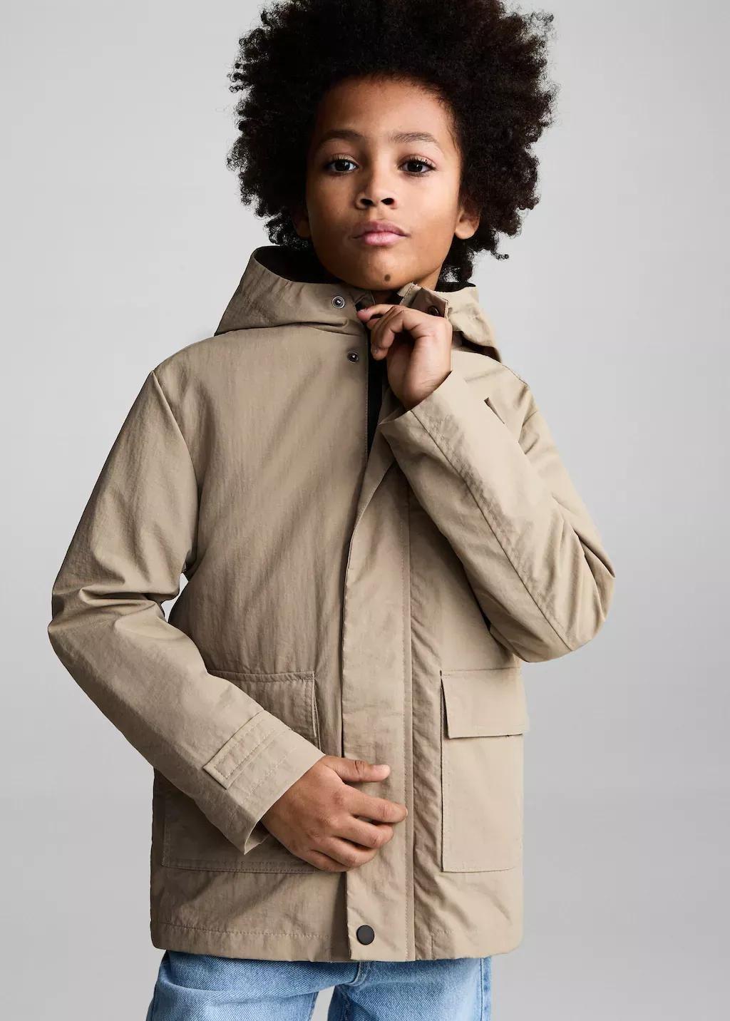 Brown Lt Pastel Hooded Parka, Kids Boy, , large image number 3
