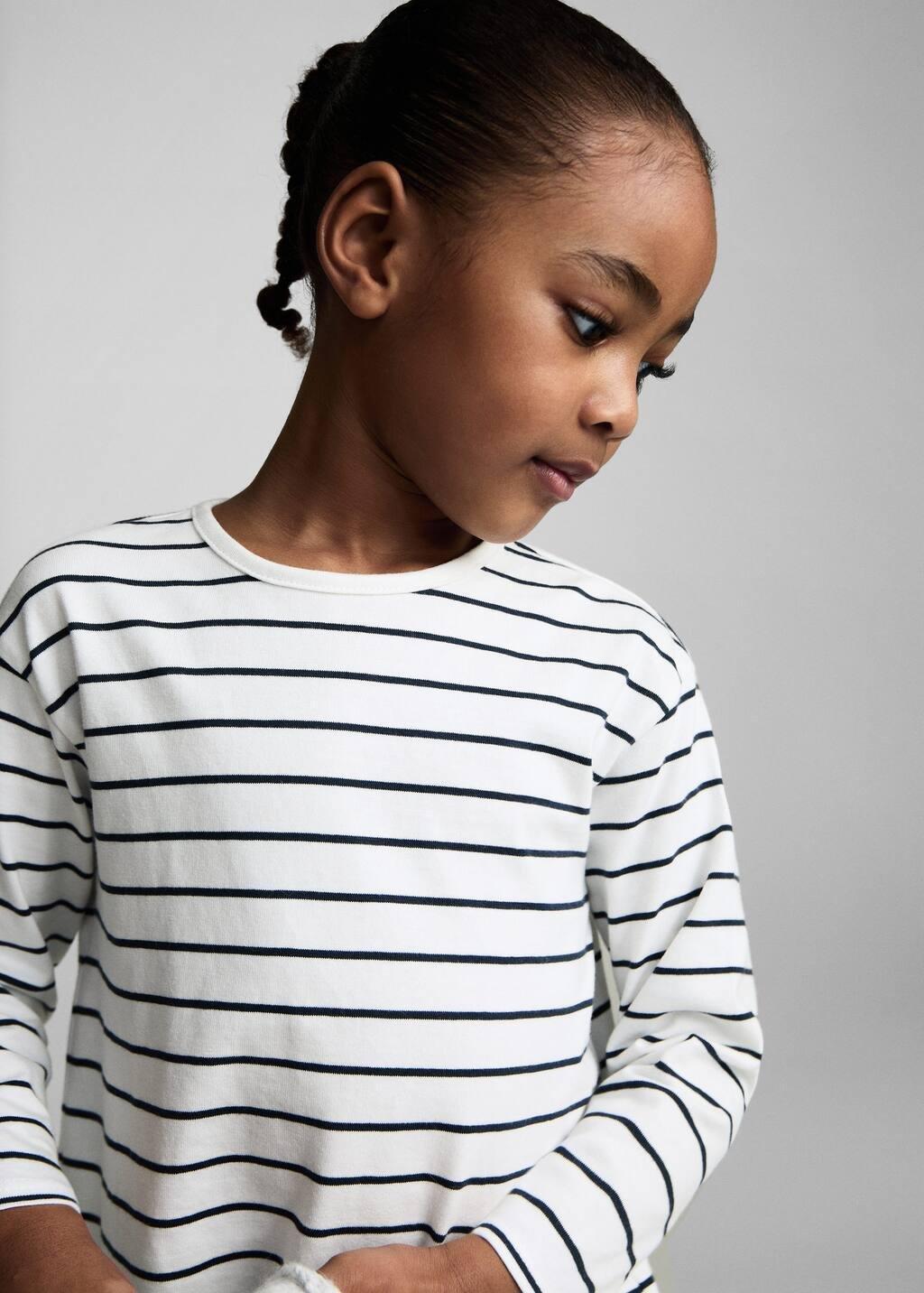 White Striped Cotton Dress, Baby Girl, , large image number 1