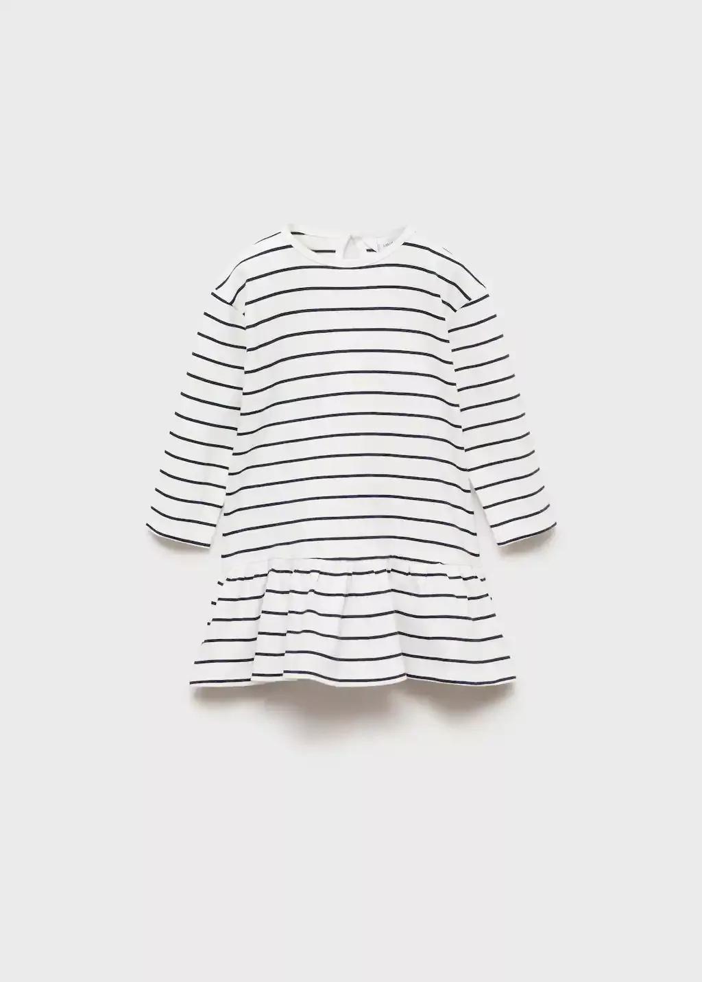 White Striped Cotton Dress, Baby Girl, , large image number 4