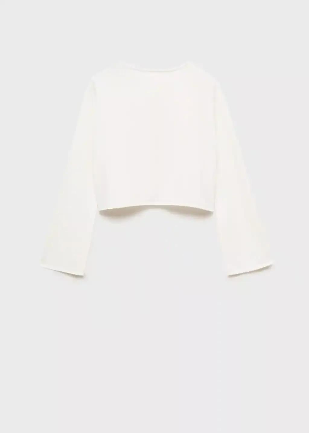 White Fine Knit Cotton Cardigan, Kids Girl, , large image number 1