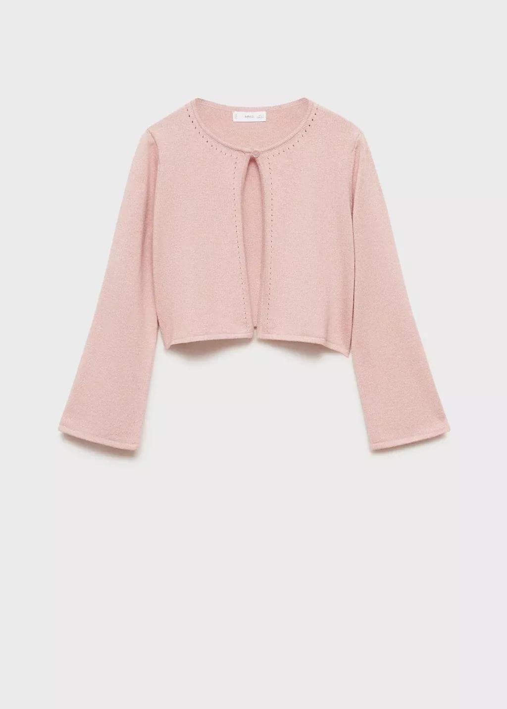 Pink Lt Pastel Fine Knit Cotton Cardigan, Kids Girl, , medium