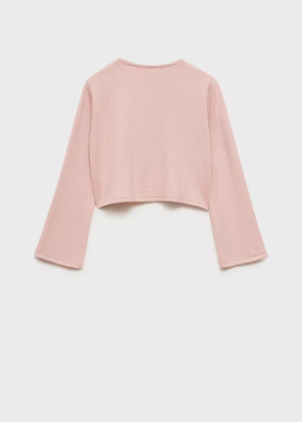 Pink Lt Pastel Fine Knit Cotton Cardigan, Kids Girl, , large image number 1
