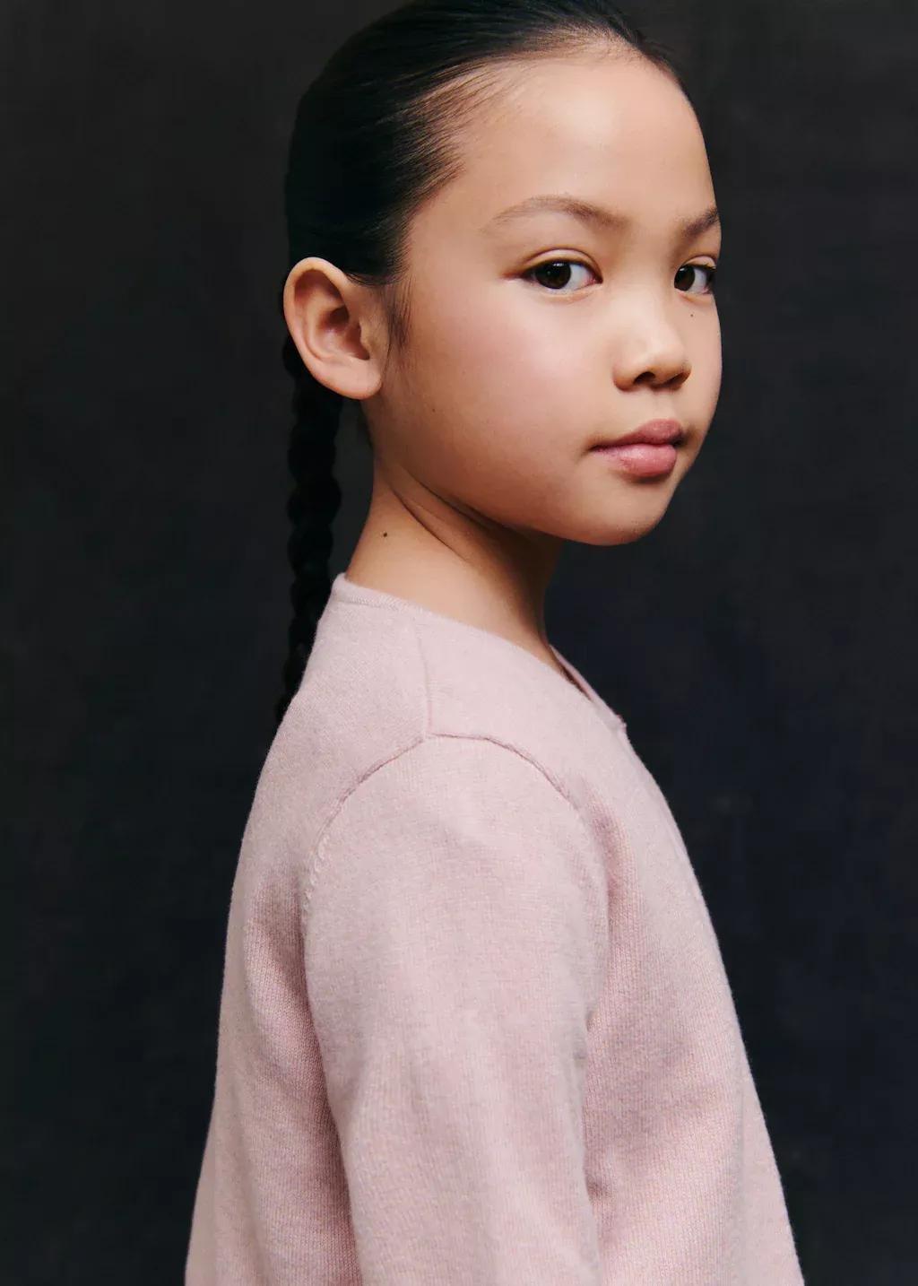 Pink Lt Pastel Fine Knit Cotton Cardigan, Kids Girl, , large image number 2