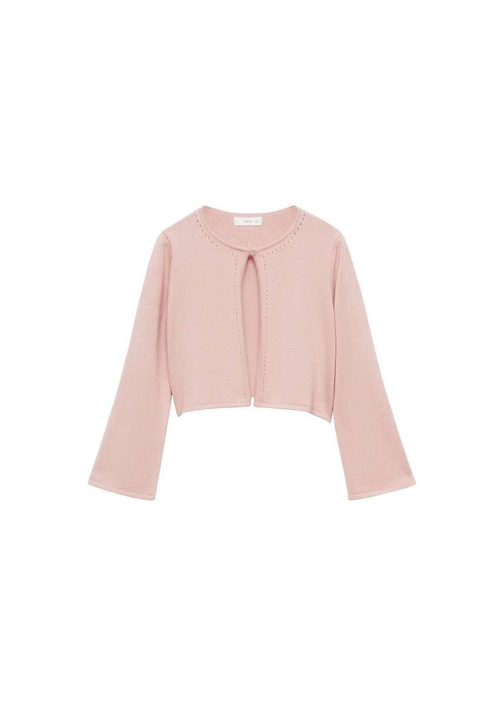 Pink Lt Pastel Fine Knit Cotton Cardigan, Kids Girl, , large image number 4