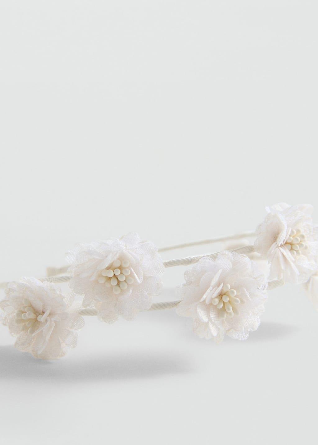 Beige Flower Hairband, Kids Girl, Light Beige, large image number 1