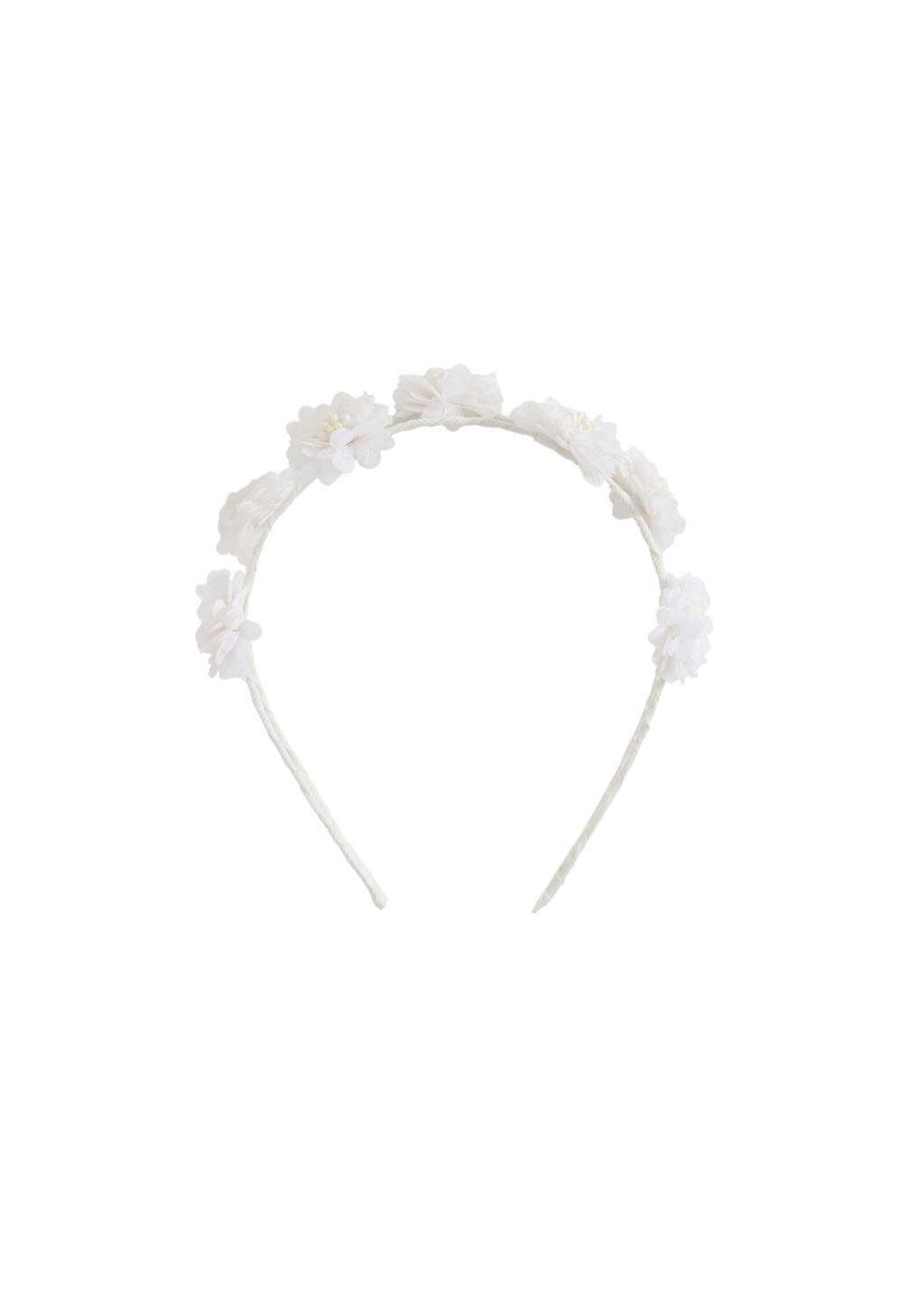 Beige Flower Hairband, Kids Girl, Light Beige, large image number 2