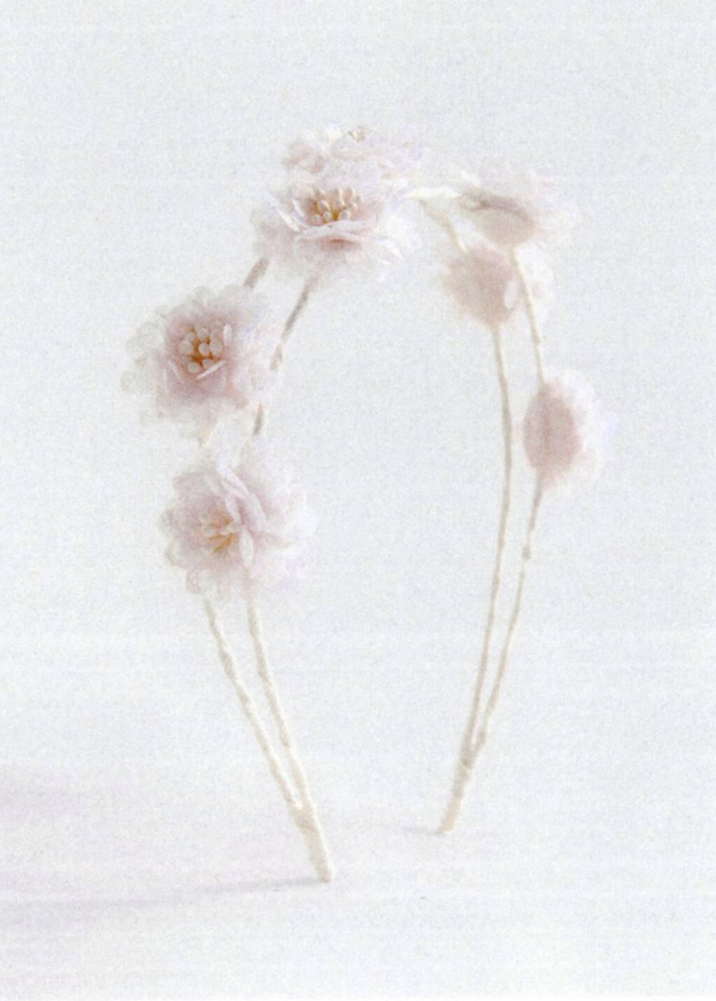 Beige Flower Hairband, Kids Girl, Light Beige, large image number 3