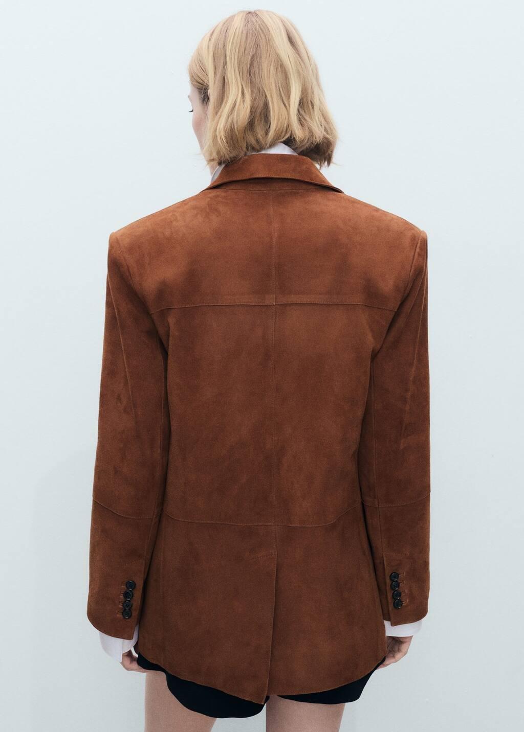 Brown Plain Single Breasted Blazer, , large image number 5