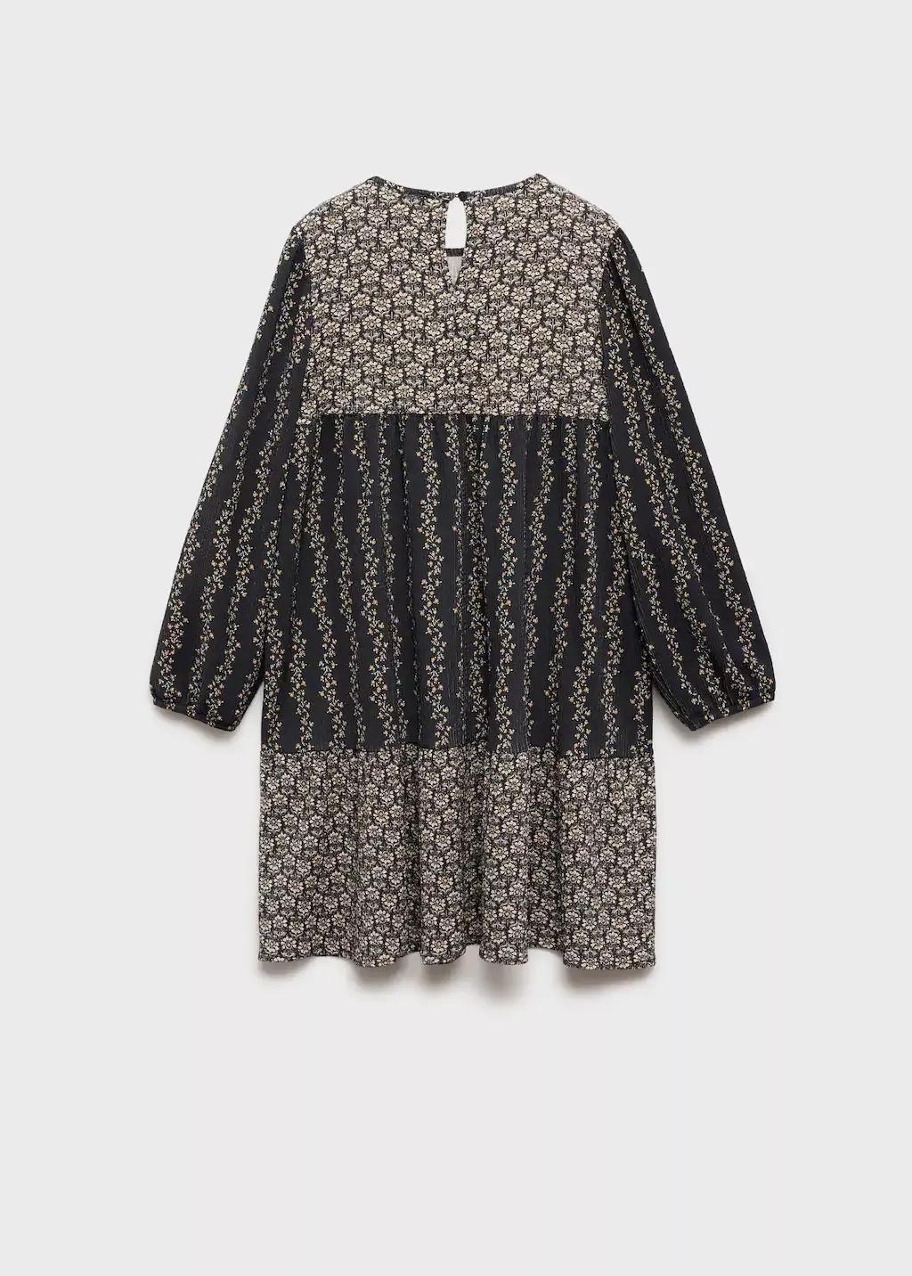 Grey Flower Print Dress, Kids Girl, , large image number 1